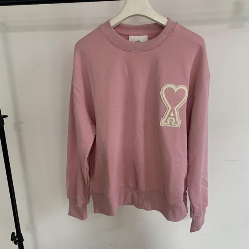 ami red little love couple blue sports casual top versatile T-shirt